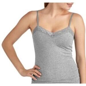 aerie Camisole Cotton Spandex Grey Scalloped Lace Adjustable Tank Top Size XS